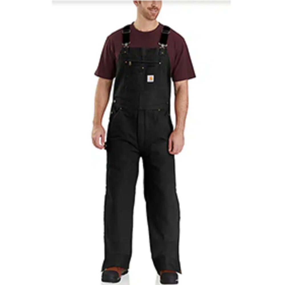 Carhartt Women's Loose Fit Washed Duck Insulated Bib Overall Black XXL(20)